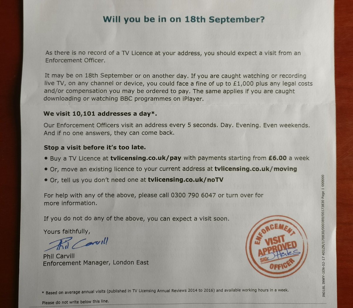 chriskilgour's tweet photo. This is a very friendly and not at all intimidating way to move into a new house, @tvlicensing #threateningletters #evenweekends https://t.co/f0HDo6g0he