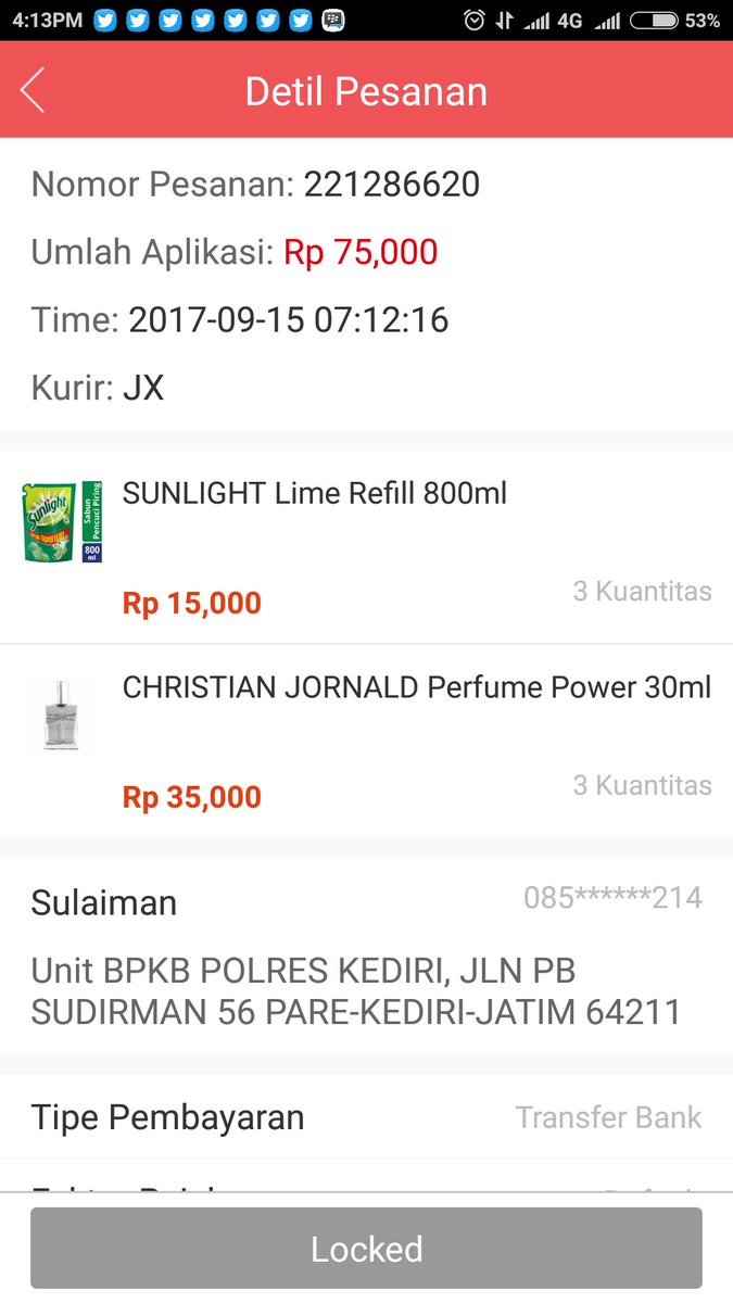 Sulaiman1526's tweet photo. @JDid pesanan saya ini gmn nasipnya kok gak nyampe2 udah seminggu https://t.co/VAWkw1OeLv