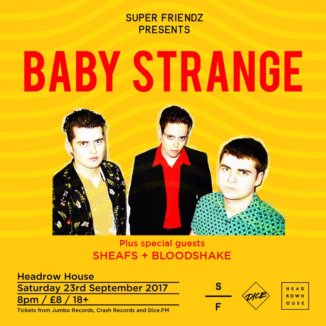 Tonight <a href="/BABYSTRANGEX/">Baby Strange</a> play <a href="/headrowhouse/">Headrow House</a>! Doors 8/<a href="/bloodshakeband/">Bloodshake</a> 8.15/@SHEAFSBand 9/ <a href="/BABYSTRANGEX/">Baby Strange</a> 9.45. Tix at <a href="/dicefm/">DICE</a>, Crash + Jumbo! ⚡️
