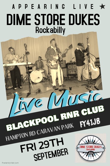 ROBERTMAYSON1's tweet photo. FRI 29TH SEPT DIME STORE DUKES ARE PLAYING BLACKPOOL RNR CLUB 
CHEAP ALE , GOOD FOOD https://t.co/XgrPbtY9Sn