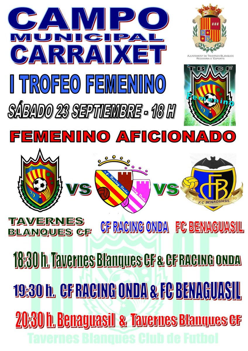 tuarbitro's tweet image. Gran fiesta del fútbol femenino en Tavernes Blanques, estáis invitados!