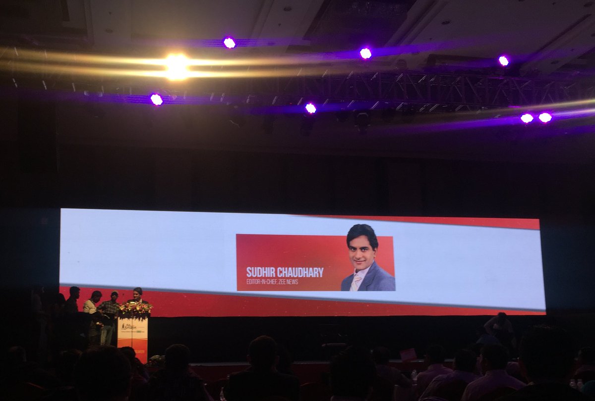 Editor-in-chief <a href="/ZeeNews/">Zee News</a>, Mr. <a href="/sudhirchaudhary/">Sudhir Chaudhary</a>, talking to #YoungIndians about New Age Media in #NewIndia &amp; how #iamPathBreaker!