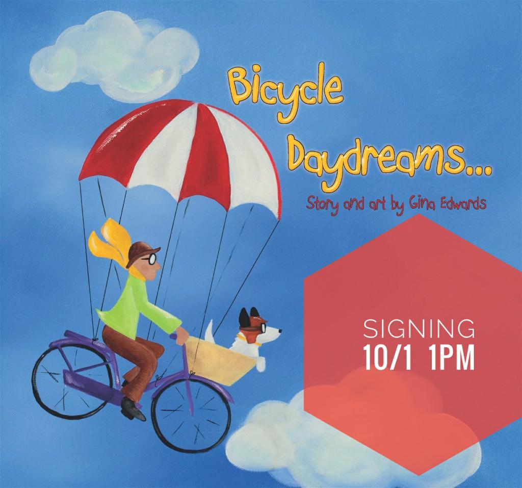 To kick off #AlaskaBookWeek this Sun 10/1, meet Gina Edwards! This #alaskanauthor will be signing her new book BICYCLE DAYDREAMS @ 1pm