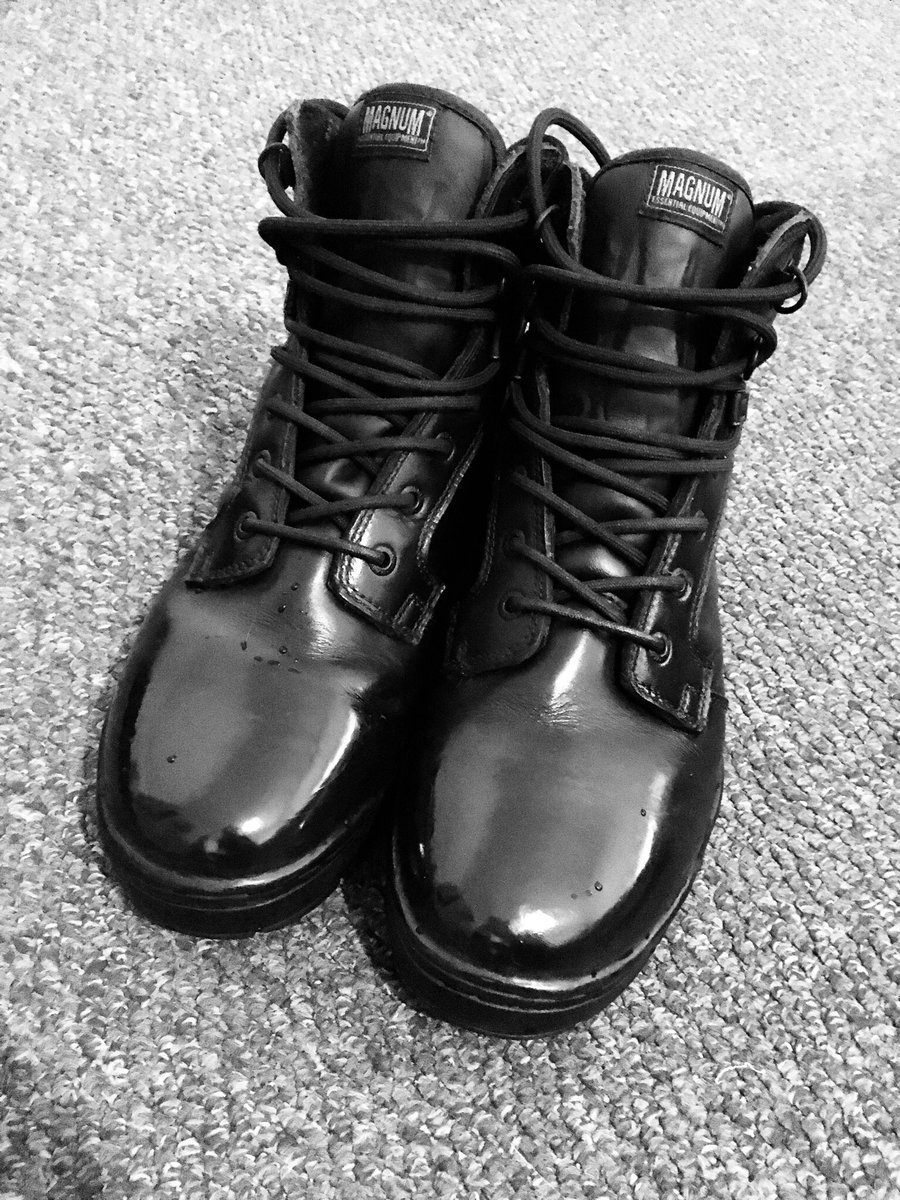 shiny police boots