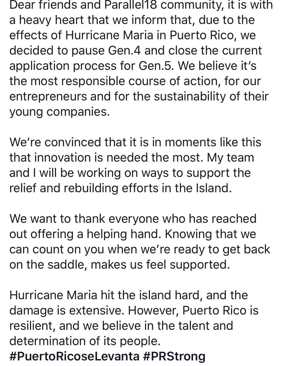 p18startups's tweet photo. OFFICIAL ANNOUNCEMENT. #PuertoRicoSeLevanta #PRstrong https://t.co/Job68rOnNo