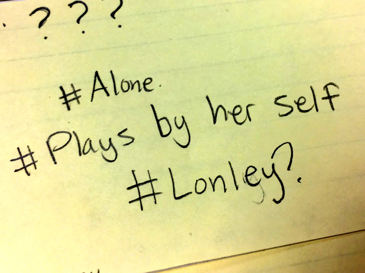 During a pre-assessment about character and theme, a student used hashtags to record her ideas about the book!  Love the creativity!