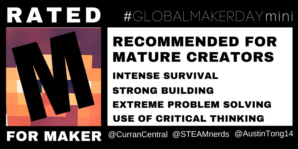 Let's hope this session makes as @CurranCentral @AustinTong14 @SteamNerds share how to use #Minecraft in the class #ISTE18
#GlobalMakerDay