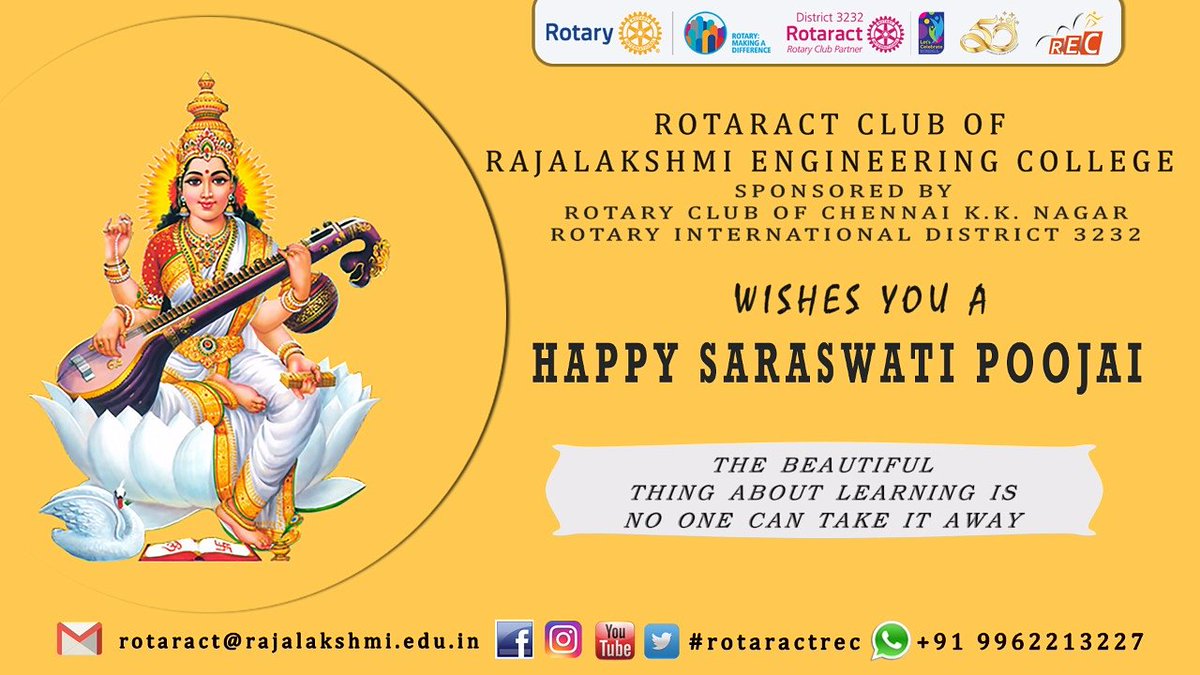 rotaractrec's tweet photo. Happy Saraswati Poona
Regards,
Team RCREC https://t.co/e3kJ9jsWN8