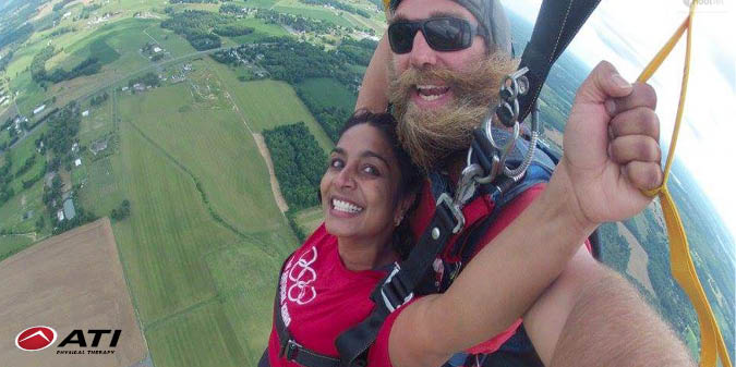 ATIPT's tweet photo. ATI goes #skydiving! Clinic Director of our Havre de Grace, MD clinic, recently checked skydiving off her bucket list! #ATIOutside https://t.co/E8Cd57Yq4i