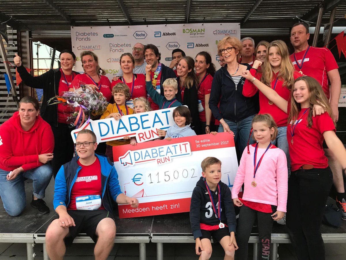 Recordopbrengst van € 115.002 voor diabetesonderzoek! Trots op alle lopers, teams, vrijwilligers, sponsoren en supporters! #Diabeatitrun