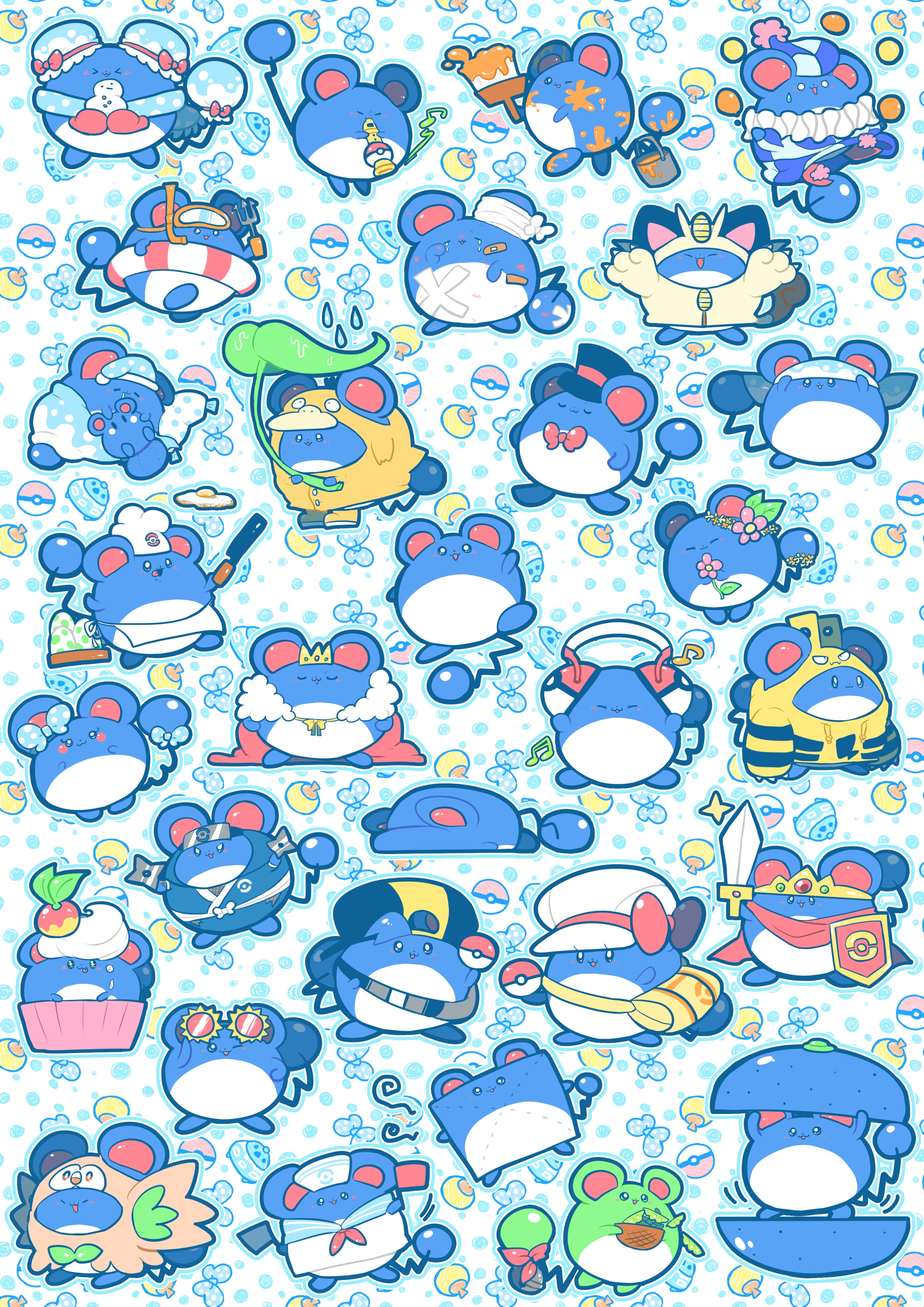 Uzivatel 水面 れたす Minamo Retasu Na Twitteru マリルちゃんの壁紙風イラスト完成しました 彡 全部で３０種類います 文化祭の展示用なのでa4サイズですが 壁紙等に使ってくださるマリルちゃん好きさんがいらっしゃれば一言くださると嬉しいです えだまめ