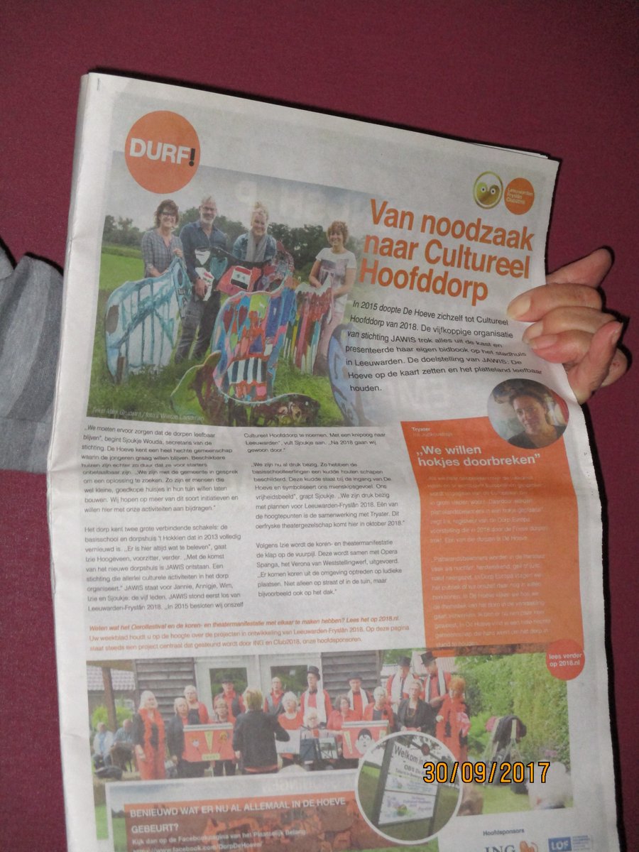 Een mooi paginagroot artikel in de Heerenveense Courant van deze week. Gemist? Haal hem er dan weer even bij. Het is de moeite waard