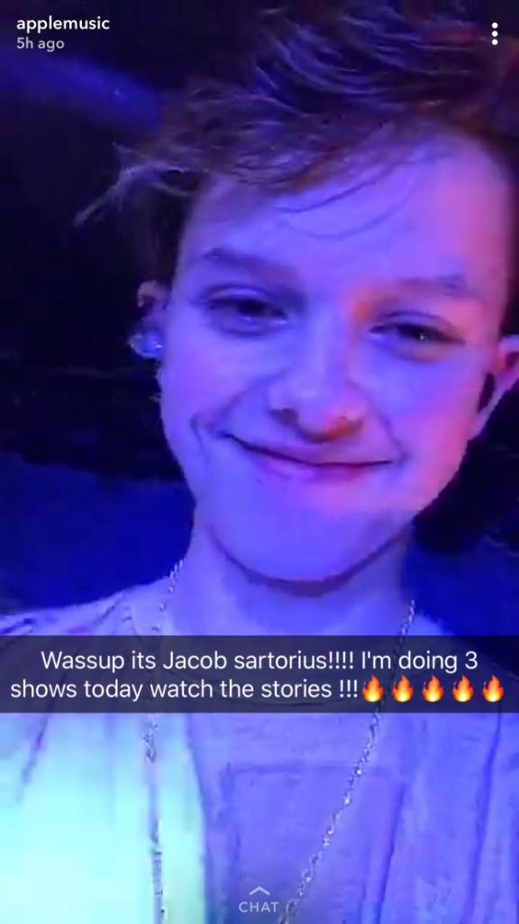 AppleMusic's tweet photo. We gave @jacobsartorius the login to our Snapchat. 😱
Go check it out: https://t.co/bTjsPrbmt5 https://t.co/EWqO2xlsE6