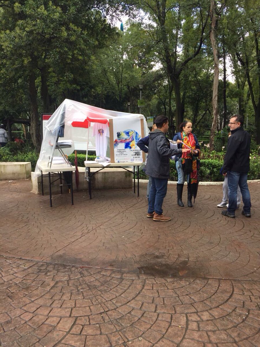 PintandoXMexico's tweet photo. Seguimos en Parque Mexico! Pasen por sus prints y playeras! #PintandoXMexico https://t.co/xYUqYPsPeU