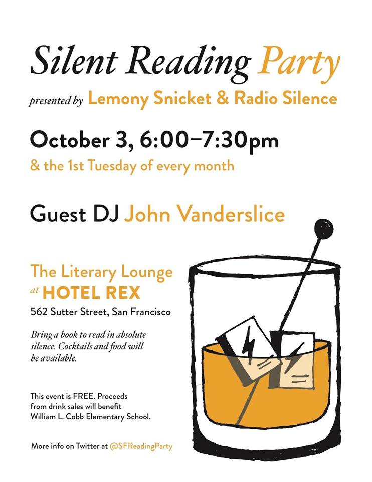 HotelRex's tweet photo. On Tuesday, October 3th, join us in our Literary Lounge for the Silent Reading Party! https://t.co/ZgR15xPKGK