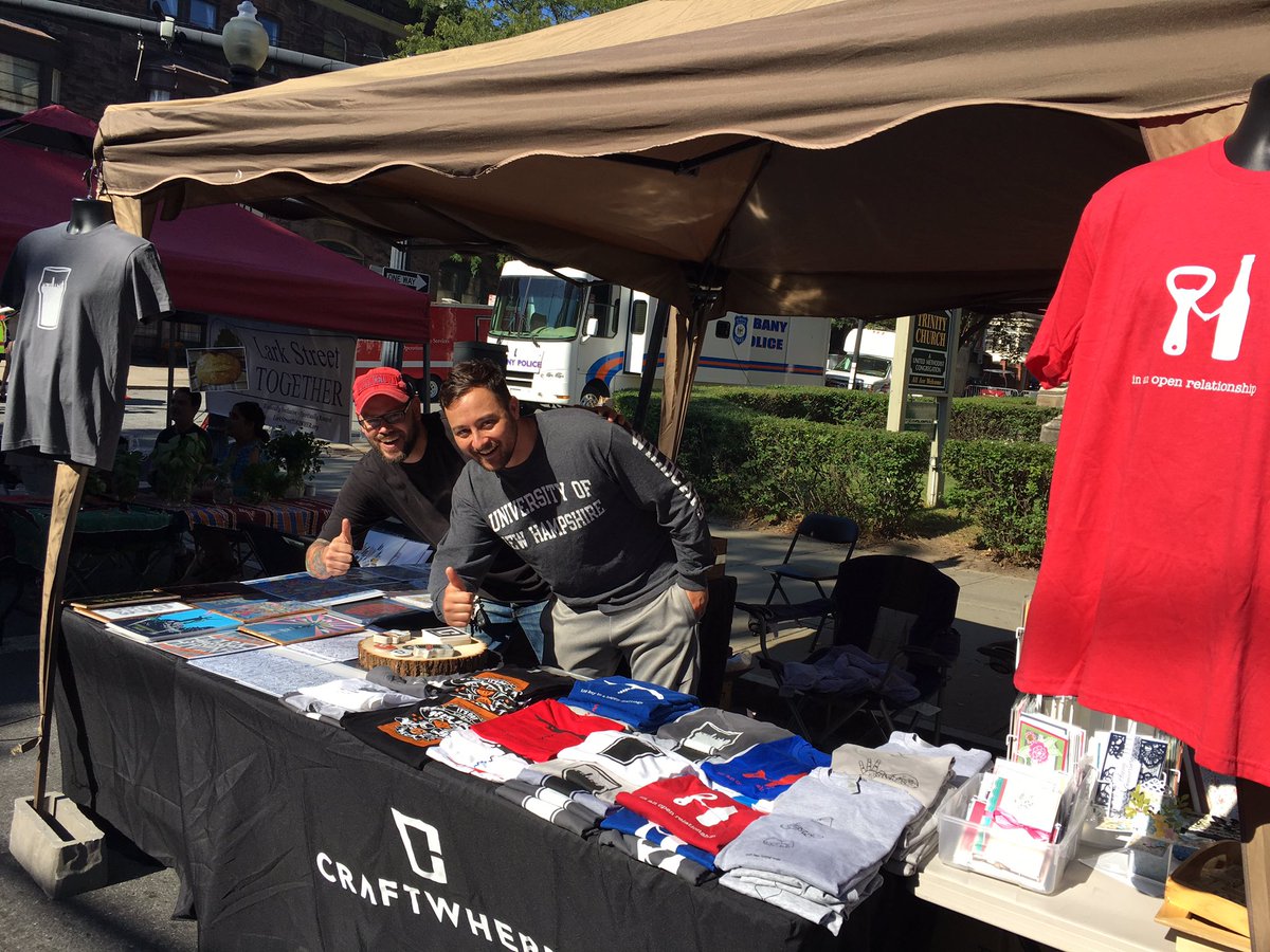 craftwhere_'s tweet photo. Hey #albany #larkfest is on all day! Stop by and see @Jared_W_Schafer holding down our tent! Dope #designs and sick #CraftBeer shirts! https://t.co/GldimF2llx