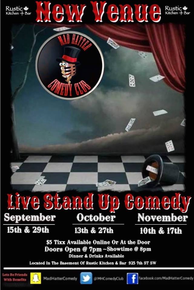 _On_Tour_'s tweet photo. #MedHat #LiveStandUpComedy #MadHatterComedy #NewVenue #BasementOfRustcKitchen #2017ShowDates https://t.co/2cTKZqFwQS https://t.co/AKpSGUKCV2