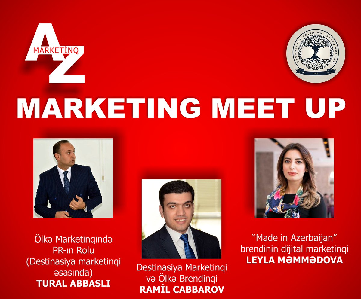 AzMarketing_az's tweet photo. 1 Oktyabr Saat 12:00 Yer: Beynəlxalq Təlim və Layihə Mərkəzi!
#marketinq #azmarketing #marketingmeetup #azerbaijan #madeinazerbaijan https://t.co/c0irhwPfHe