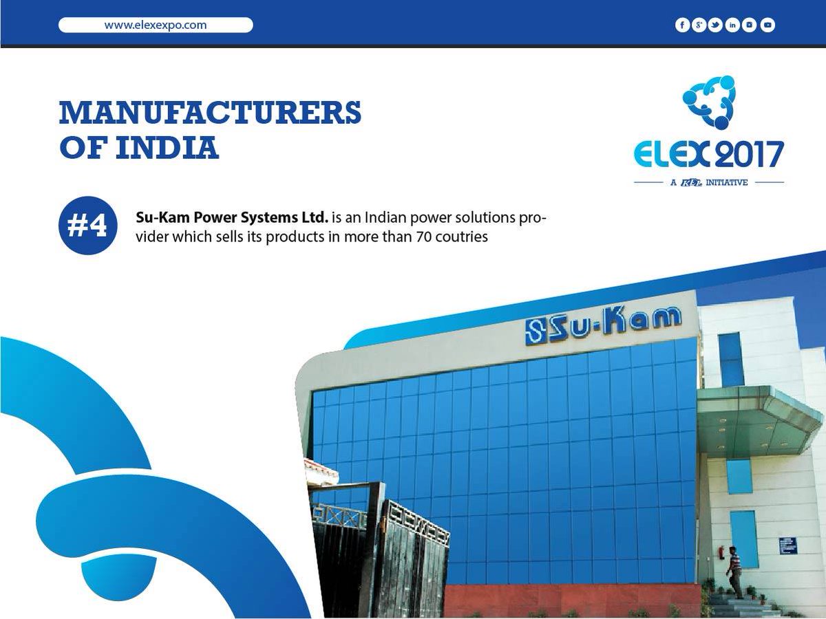 Elex2017's tweet photo. Su-Kam makes it possible for India to influence the rest of the world in using renewable sources of energy.

#elexExpo #manufacturers #India https://t.co/cuuhyJ8NYT