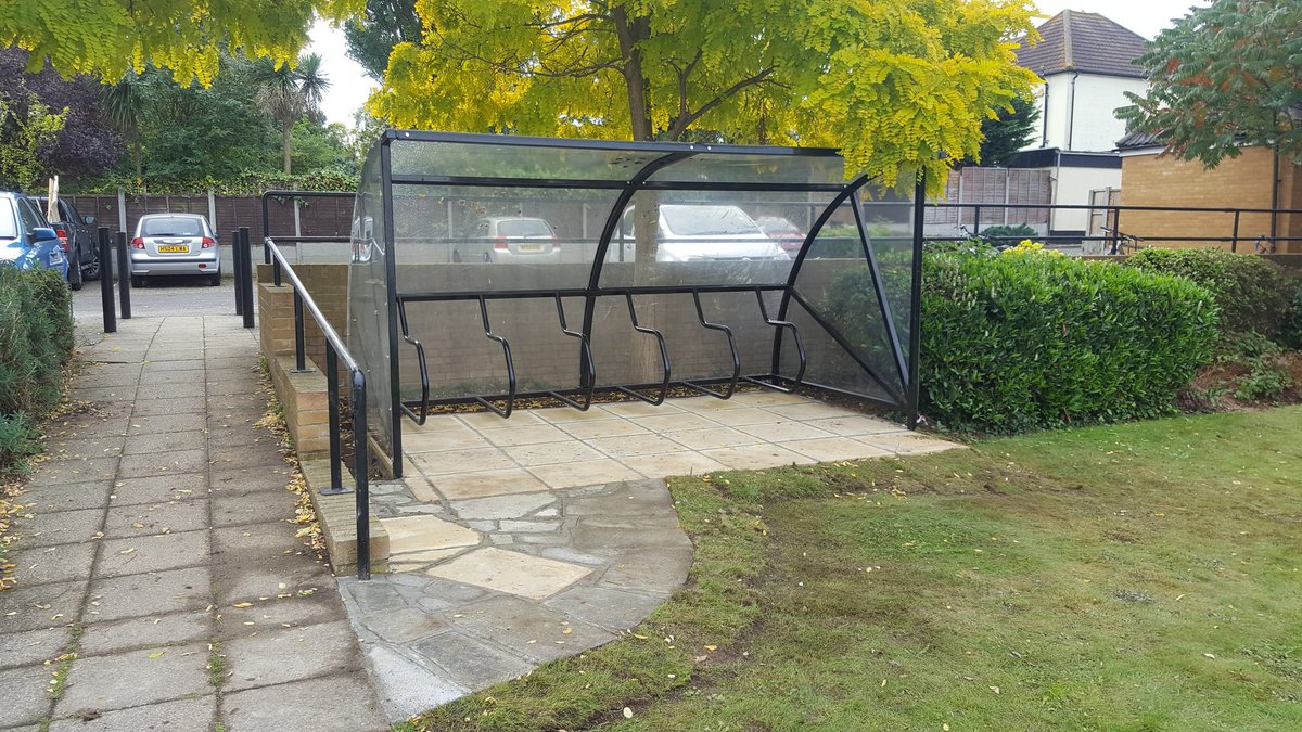 Purcouk's tweet photo. New cycle shelter for the residents at South Point installed by Purco Ltd. Just needs some bikes! https://t.co/SjXXHxSZ7g