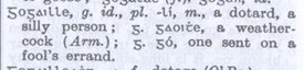 GOGAILLE is a dotard, or a silly person.

GOGAILLE GÓ is someone sent on a fool's errand.