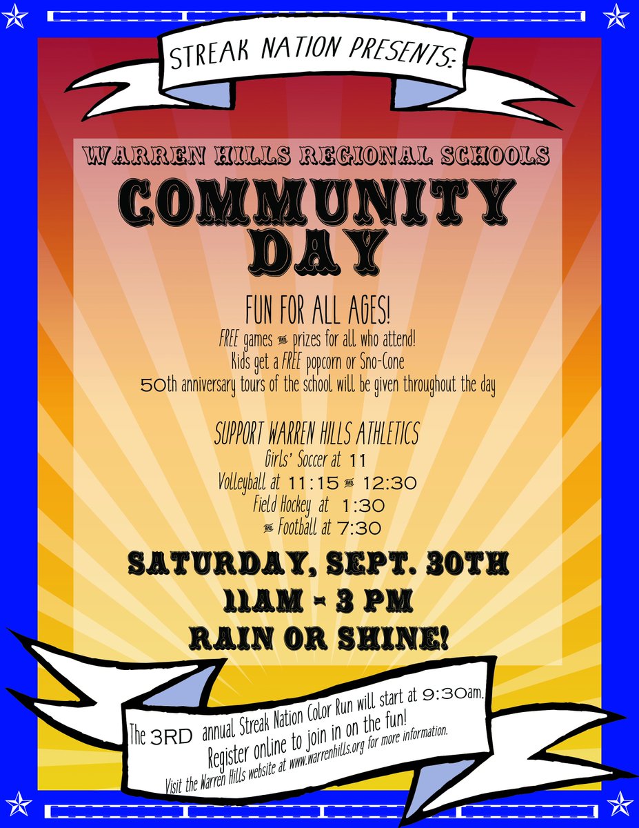 We are only a week away from our annual community day, our 50th anniversary celebration. There will be fun for all ages! #WHRHSPride