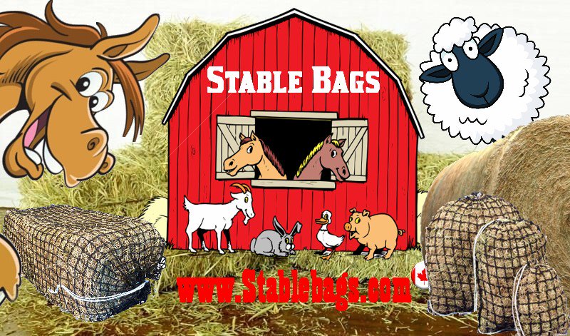 StableBags's tweet image. We are a Canadian company that manufactures &amp;amp; sells slow feed hay net bags for livestock feeding. Great for horses, goats, sheep, llamas etc