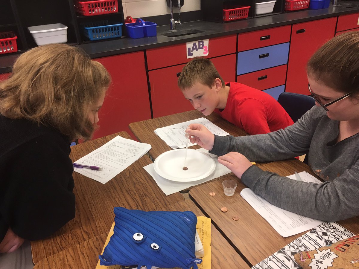 ConCon1211's tweet photo. Working on our scientific method in 6th grade science with our penny drop experiment on surface tension. https://t.co/gcgfVFI3u9
