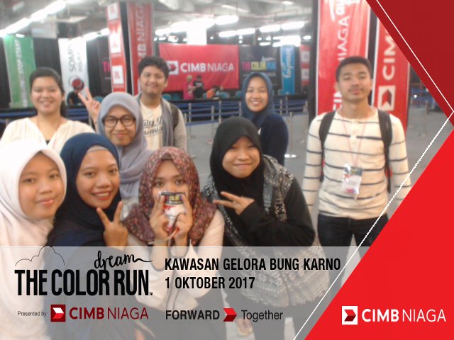RirisAndrawina's tweet photo. I'm ready for run on #TheColorRunCIMBNiaga - Kawasan GBK, Senayan (1/10). See you there! @cimbniaga https://t.co/3EzC1GWwjw