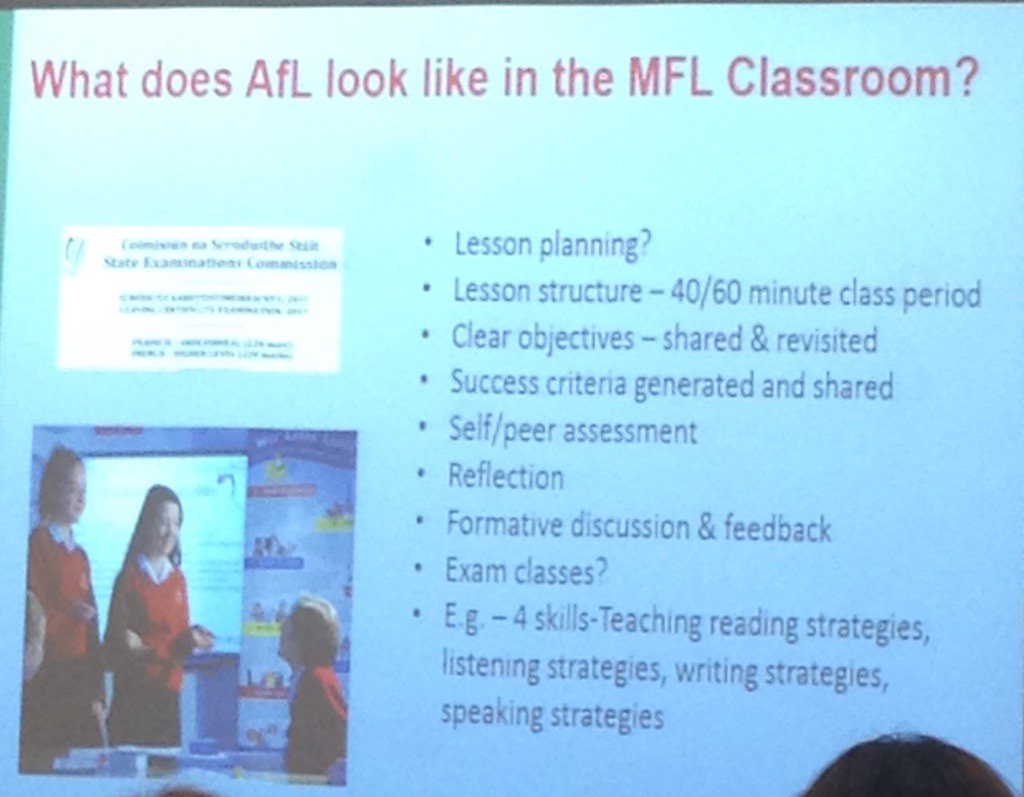 languages_ie's tweet photo. Very practical &amp; informative session on AfL in #MFL. Thanks @PDST_MFL #MFLAlive2017 https://t.co/38cXnqnxmU