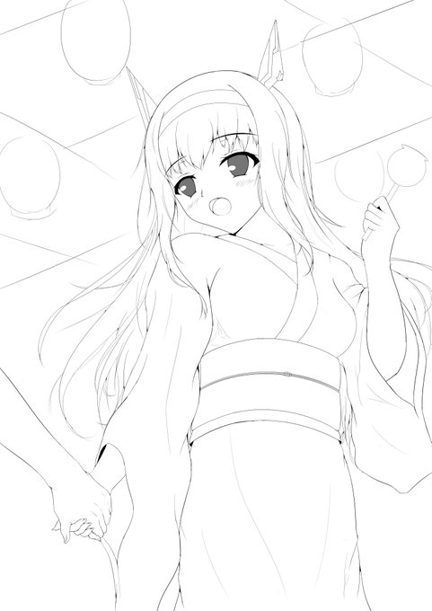 最大往生、浴衣真璃亜ちゃんの線画できた。何か腰回りが違和感ある気がするんだけどイマイチ分からんのよなー…。
撃ちまくりっ!前までに塗り終われるといいな 