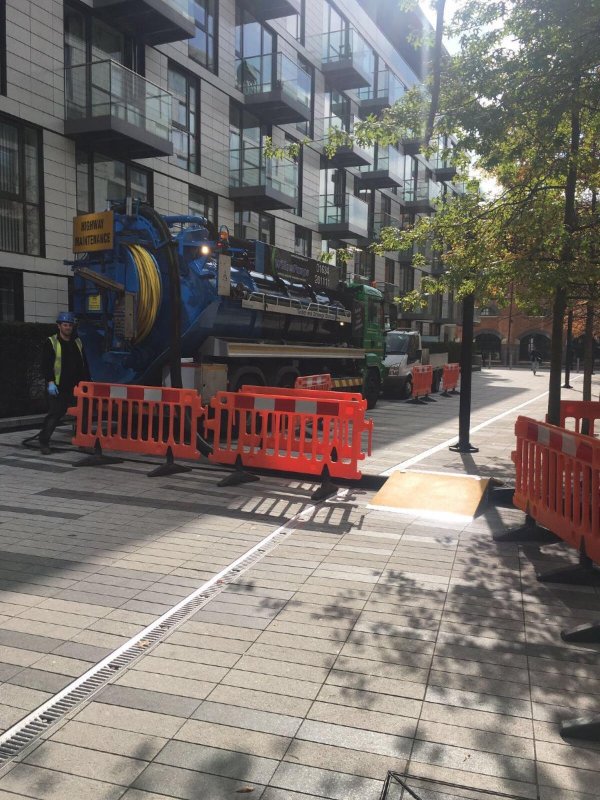 Our drainage division cleaning out 500mtrs of not very accessible surface water aco channel restoring flow to flooded areas! #tanker #flood