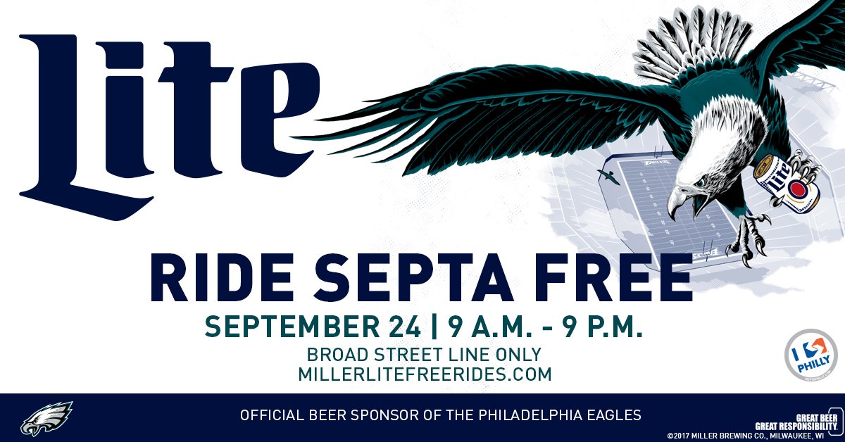 #Eagles fans, take @SEPTAPHILLY Broad Street Line to #NYGvsPHI for FREE thanks to @MillerLite Free Rides! https://t.co/XxhTFxfZIU