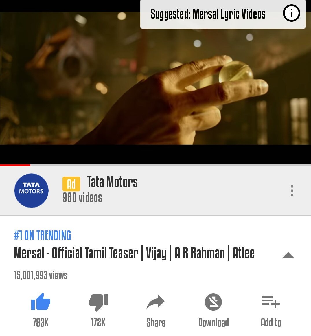 prabusriguna's tweet photo. No bike
No coolers
No Hollywood vadai
No build up dialogues
Just a #PieceBRO
@VijayFansTrends
15M Views & 784K 👍
MERSAL RECORD 15M VIEWS https://t.co/nvmtfIlkiP