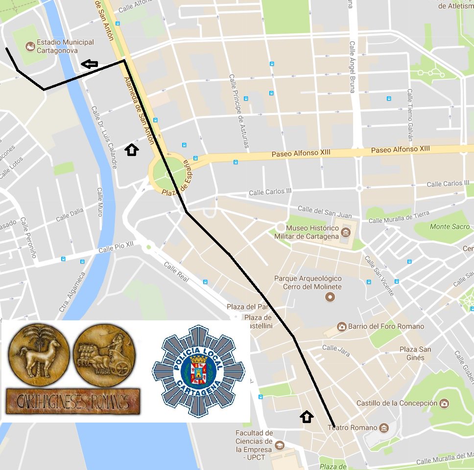 EmergenciasCT's tweet photo. A las 19h desfile general ⚔️ en las #fiestas de @CyR_Cartagena #Cartagena. Recuerden los 🚧 #Cortesdecalle. https://t.co/CaAciixqq2