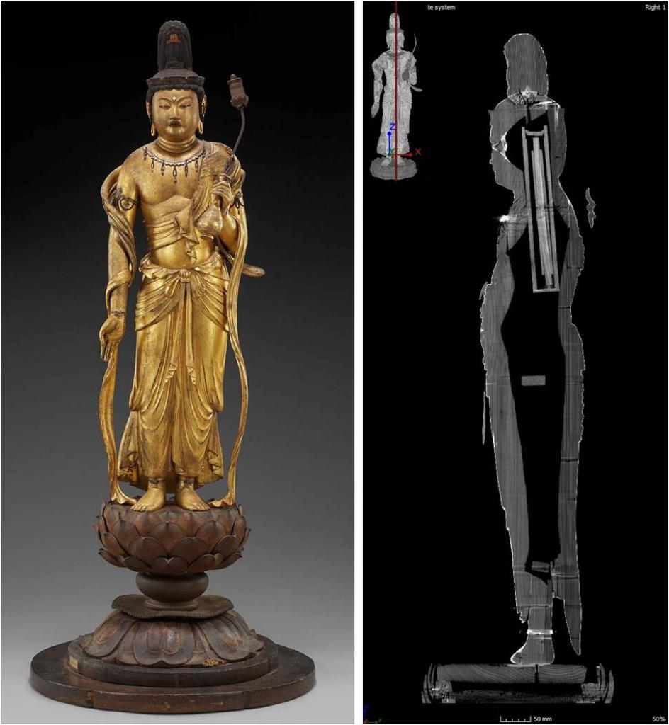 mfaboston's tweet photo. CT scan by #NaraNationalMuseum of Kaikei sculpture revealed a scroll possibly put there 100+ years ago by an MFA curator #mfaConservation https://t.co/nyLugbjwNE