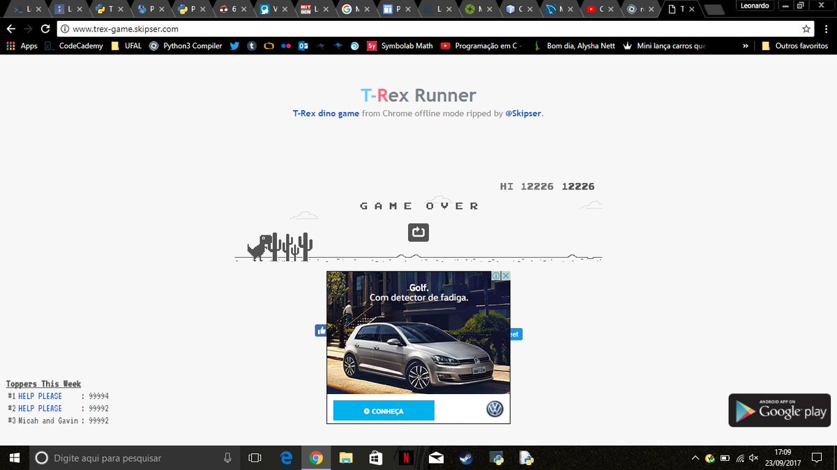 leeopl's tweet photo. Perdi uma palestra, mas consegui :D #dfmcz17 #trexrunner https://t.co/tarjvR990a