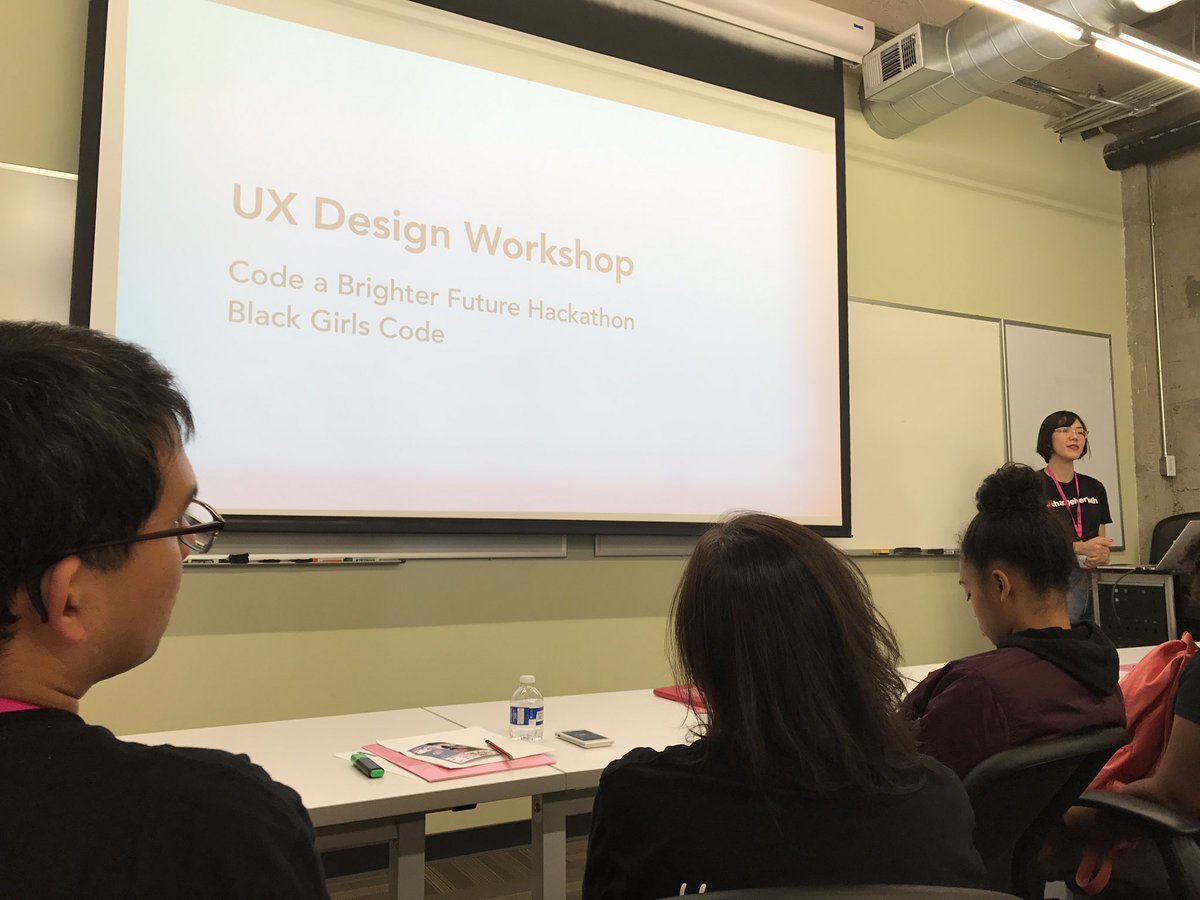 Ridhwana_K's tweet photo. These girls are getting a head start in development through UX Design Workshops with @BlackGirlsCode ! #CodeABrighterFuture #bgchackathon https://t.co/hpTi7VKzoz