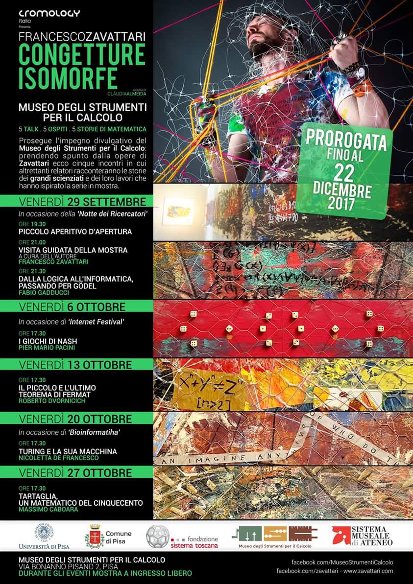 Nuovo ciclo di incontri al #museodelcalcolo #pisa <a href="/Unipisa/">Università di Pisa</a> dal 29 settembre ogni venerdì #congettureisomorfe #zavattari #matematica