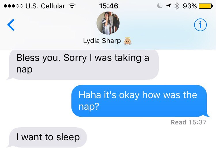 haleypaige_1's tweet image. @sharp_lydia said "I was too tired to make any more sense" shortly after. Ask us how school is going 😂