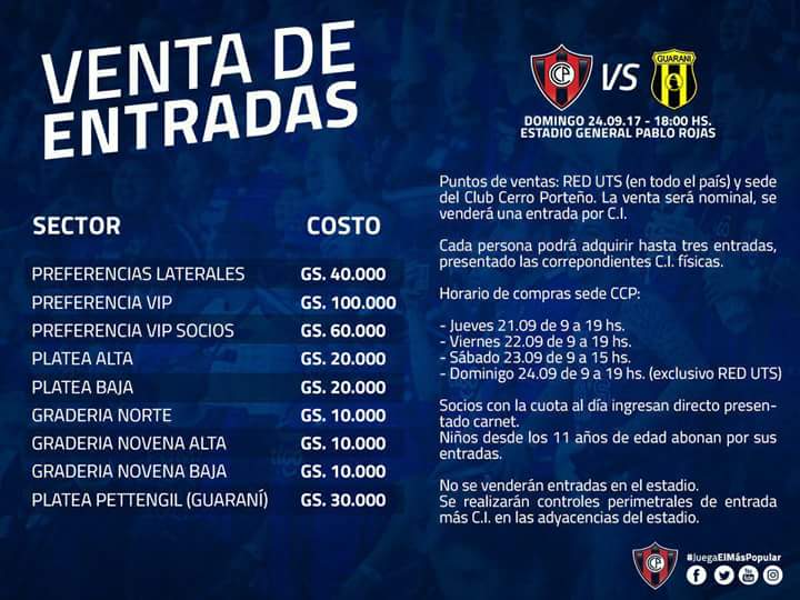 Tw_Legendario's tweet photo. Comprá ya tus entradas en red uts. Cerro vs Guaraní. Domingo 18hs. https://t.co/icHTtliIDf