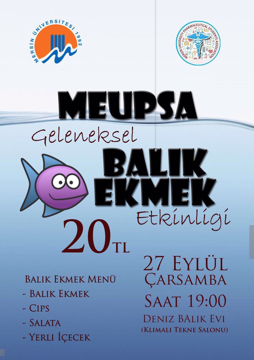 MEUPSA balık ekmekle sezonu açıyorr🎊biletleri pazartesiden itibaren kurulacak olan stantımızdan alabilirsiniiz🤗Hepinizi bekliyoruzz💃🏼🕺🏽