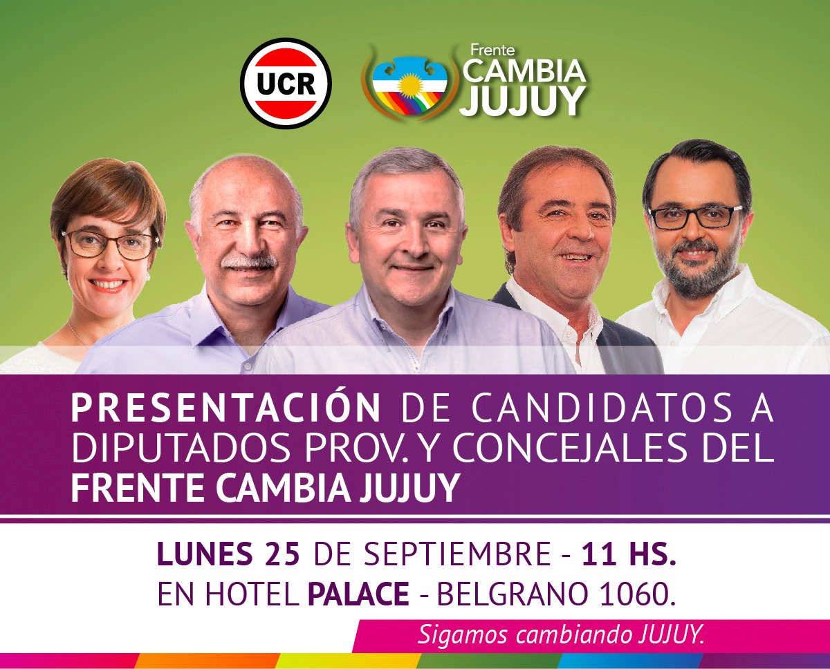 DIEGOTJUJUY's tweet photo. #FrenteCambiaJUJUY @MarioFiad #Senador @mabyburgos #DipNac @AlbertoBernis #DipProv @lisandroaguiar #Concejal
#GMConducción
#VAMOSqGANAMOS https://t.co/0bDZ6fEN5Y