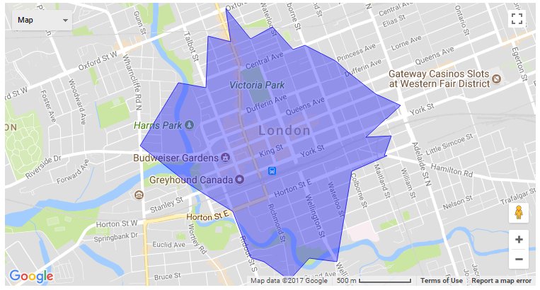 LdnOntBikeCafe's tweet photo. Our #walkshed covers most of downtown, our #bikeshed covers most of the city. #LdnOntBike #LdnOntWalk https://t.co/BGymdwXlON