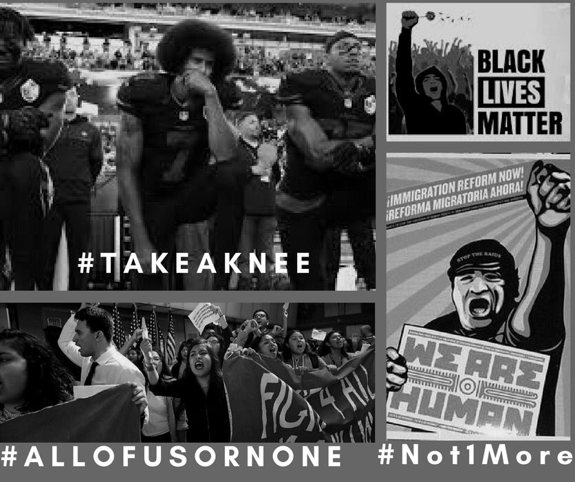 #TakeaKnee #AllofusorNone #BlackLivesMatter #Not1More #SharedStruggle ✊🏼✊🏽✊🏾✊🏿
