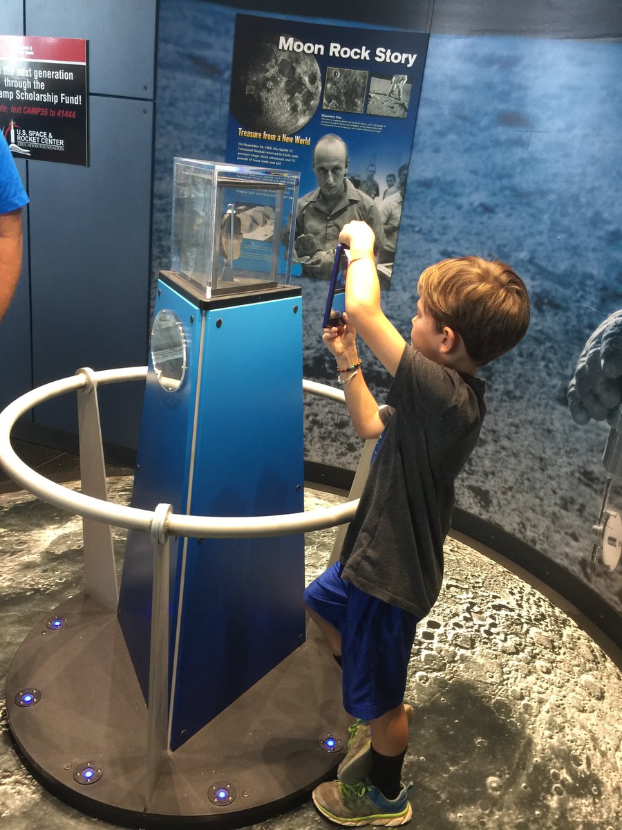 A future explorer is taking a snap of our famous moon rock. 🌒🌖🌕🌔🌘 #MuseumDay #ItIsRocketScience