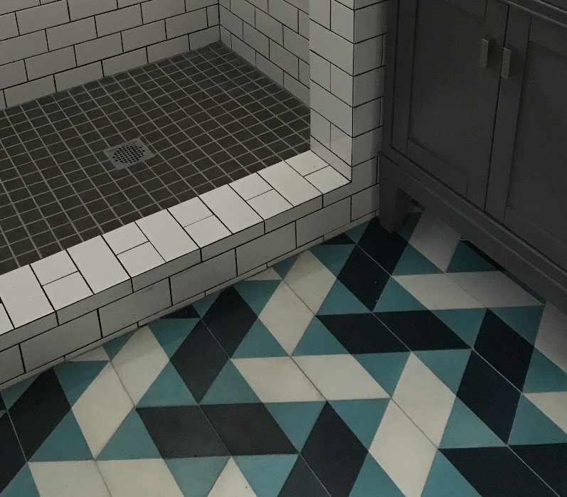 TesselleDesign's tweet image. Thank you, customer Aaron, for sharing a photo of your installation of Triaxial Oasis Cement Tiles by Tesselle!  bit.ly/2xreNdk