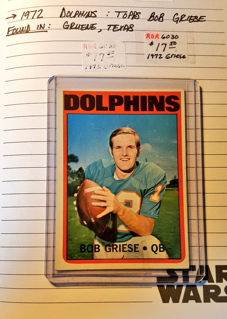 STARWARS_CC's tweet photo. Found this nice 1972 Bob Griese card in Gruene, Texas - a while back. Still my favorite card π
#Topps
#STARWARS_CC
#ToppsHUDDLE https://t.co/IqD3qgUcn9