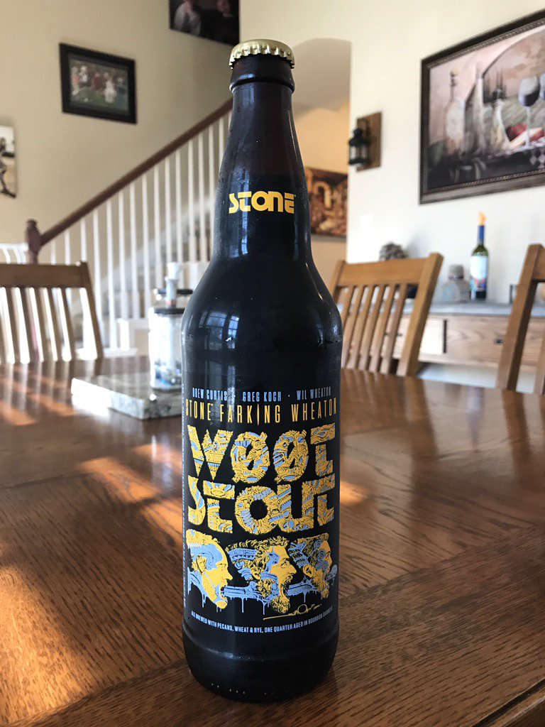 jakestir's tweet photo. Busting out the WootStout from @StoneBrewing I can almost taste the @wilw ! https://t.co/o4k8JqM4Cd