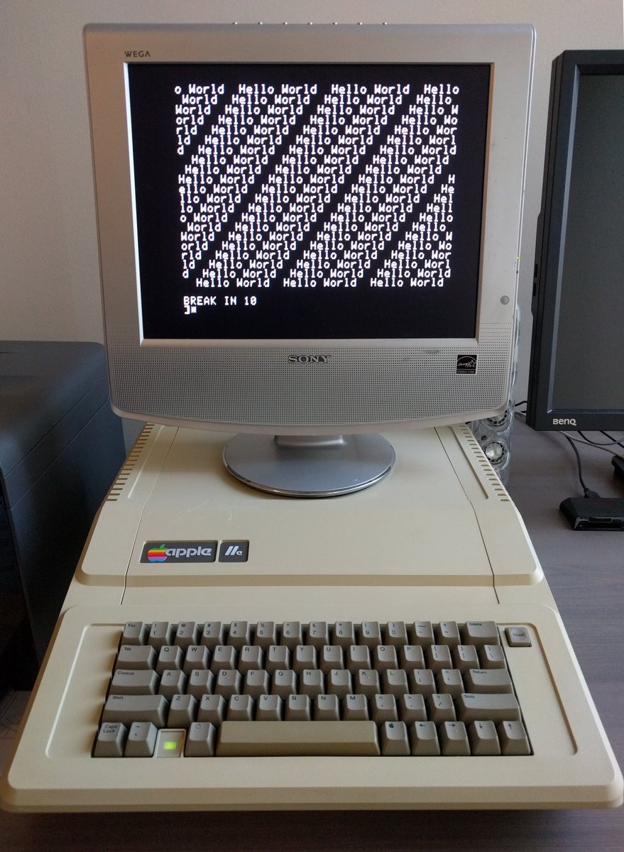 The Apple IIe is cleaned, back together, and working!